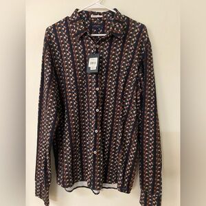 NWT Good Man Brand Terracotta Sketch Geometric Large Button Up Men’s Long Sleeve